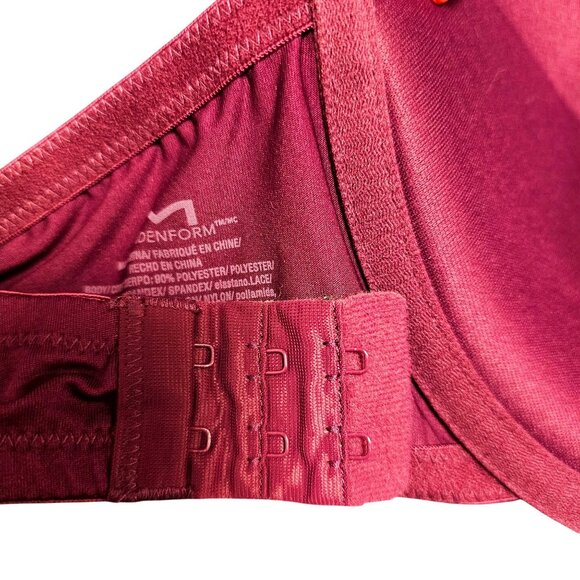 Maidenform Women's Lace Trim Push-Up Bra Size 40C Burgundy Nylon/Spandex Adjusta - Picture 8 of 11